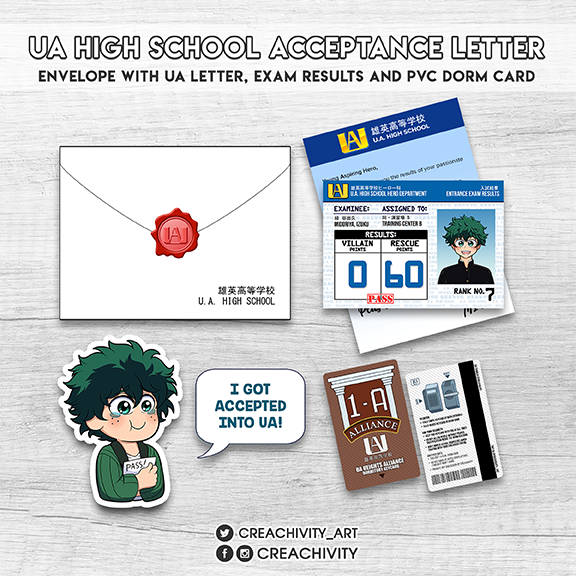 〘BACK-ORDER〙My Hero Academia UA Acceptance Letter + Dorm Card